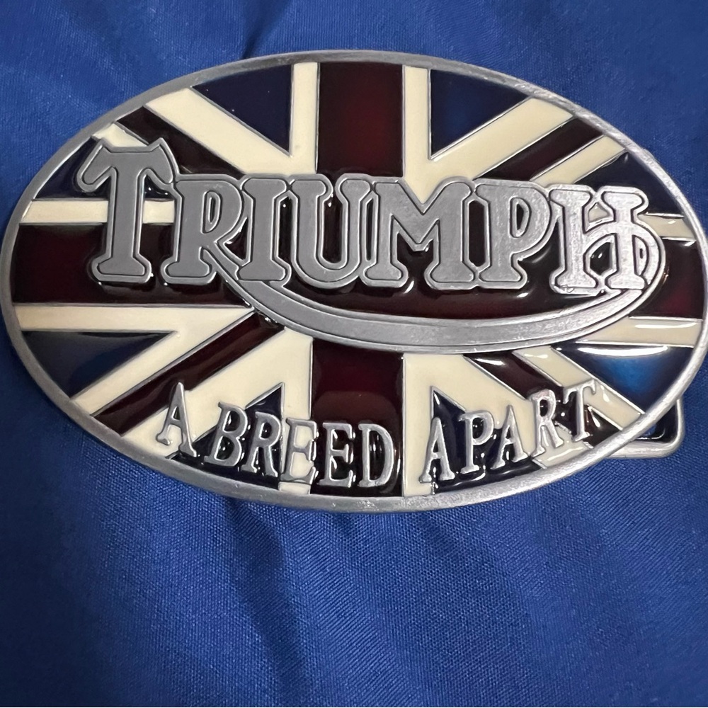 Triumph Silver and Red Belt Buckle
